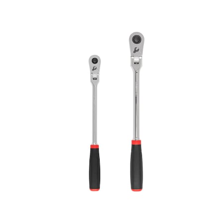 Tekton 3/8, 1/2 Inch Drive Flex Head Quick-Release Comfort Grip Long Ratchet Set, 2-Piece (12, 14 in.) SRH99302